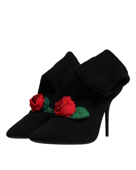 Dolce & Gabbana Black Stiletto Heels Mid Calf Boots Shoes