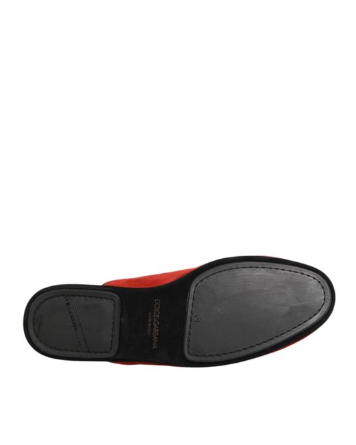 Dolce & Gabbana Red Suede Dg King Men House Slippers Shoes for men