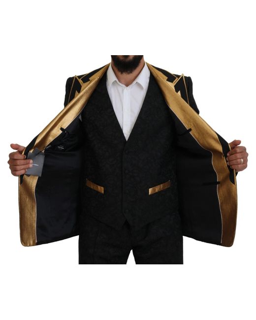 Dolce & Gabbana Black Elegant Silk Blend 3-Piece Suit for men