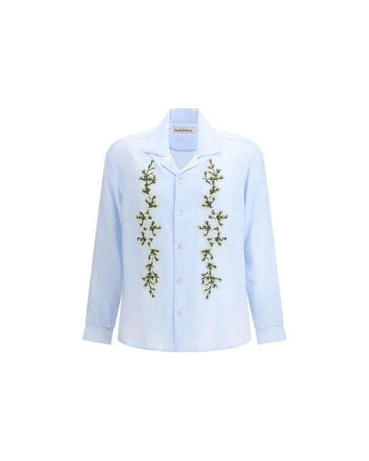 BAZISZT Blue Cotton Dress Shirt for men