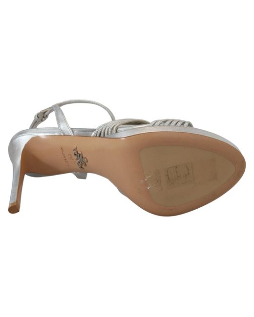 Prada White Leather Sandals Ankle Strap Heels Stiletto