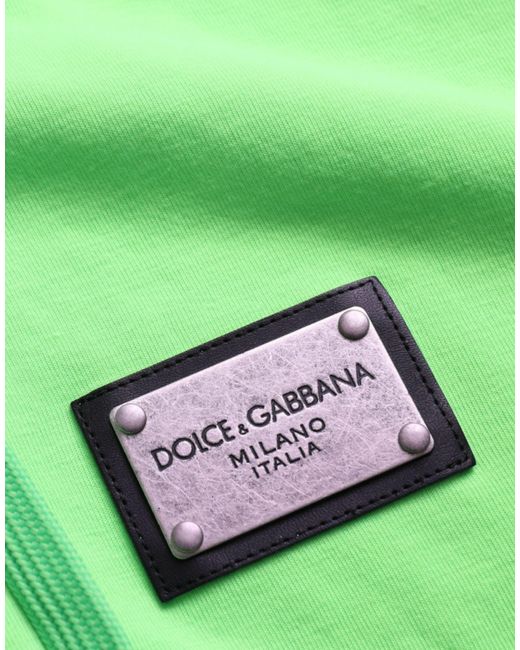 Dolce & Gabbana Green Neon Hooded Full Zip Top Sweater for men