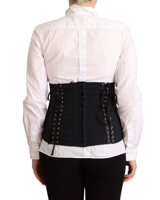 Dolce & Gabbana White Chic Corset Belt Top