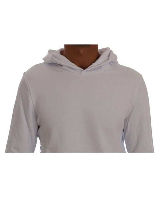 Daniele Alessandrini Gray Pullover Hodded Sweater White Tsh1346 for men