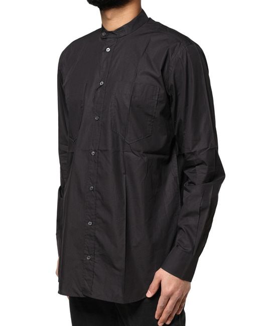 Dolce & Gabbana Black Cotton Button Down Casual Shirt for men