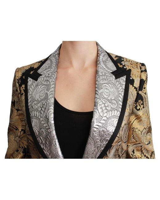 Dolce & Gabbana Black Elegant Floral Jacquard Blazer