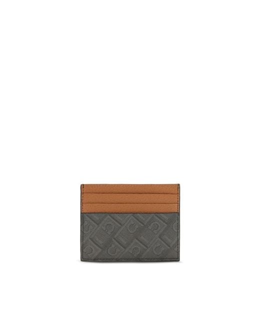 Ferragamo Gray Brown Calf Leather Bos Taurus Wallet for men