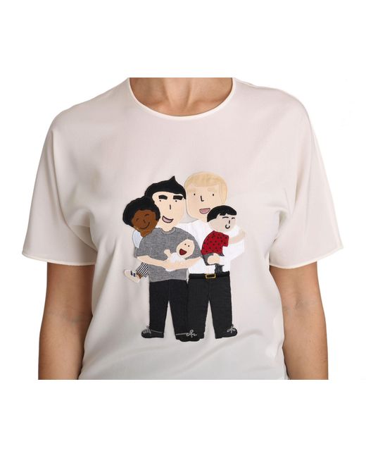 Dolce & Gabbana White Dolce Gabbana Tsh3082 Family Appliqu Top