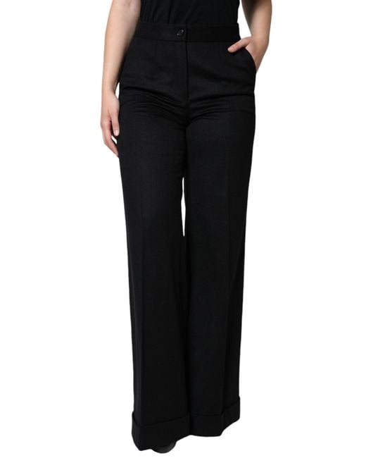 Dolce & Gabbana Black Cashmere Mid Waist Boot Cut Pants