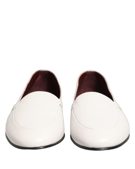 Dolce & Gabbana White Leather Logo Slip On Men Loafers Shoes for men