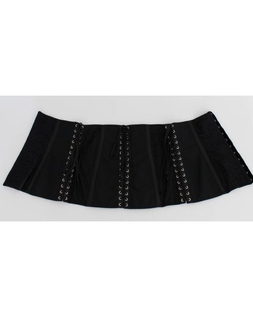 Dolce & Gabbana Black Stretch Corset Waist Strap Belt