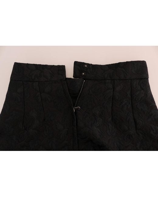 Dolce & Gabbana Black Floral Jacquard Silk A-Line Skirt