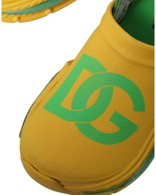 Dolce & Gabbana Yellow Green Rubber Clogs Men Slippers Men Shoes for men