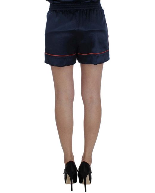 Dolce & Gabbana Blue Silk Stretch Sleepwear Shorts