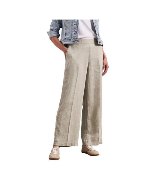 Street One Natural Beige Linen Casual Pants