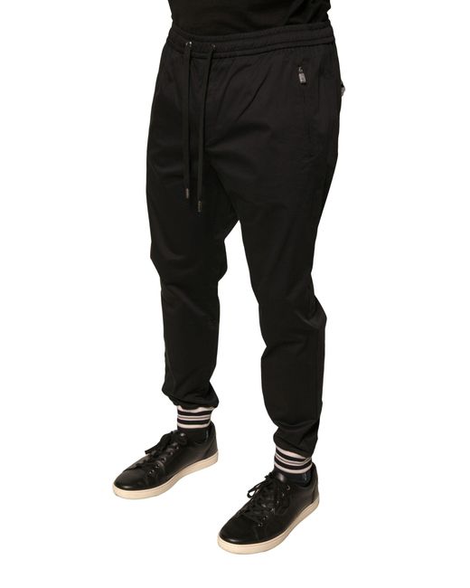 Dolce & Gabbana Black Cotton Stretch Jogger Sweatpants Pants for men