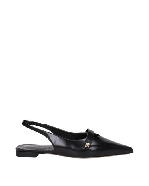 Max Mara Black Leather Ballet Flats