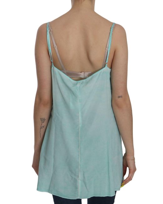 Ermanno Scervino Sleeveless Spaghetti Top Blue Tsh3759