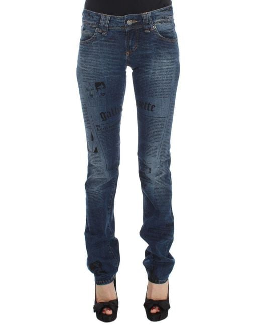 John Galliano Blue Wash Cotton Blend Slim Fit Bootcut Jeans