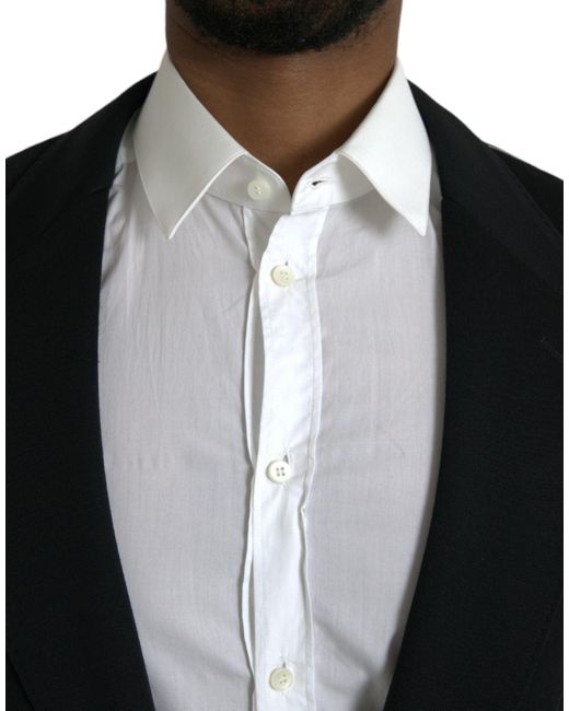 Dolce & Gabbana Black Wool Single Breasted Coat Blazer for men