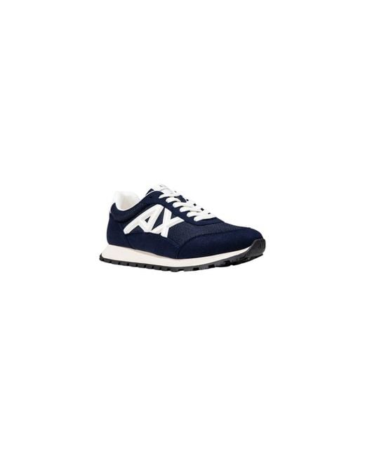 ARMANI EXCHANGE Blue Bicolor Polyester Athletic Sneakers for men