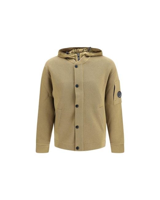 C P Company Green Beige Wool Oves Aries Shell Jacket for men