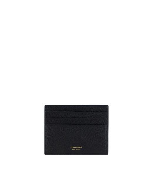 Ferragamo Black Calf Leather Bos Taurus Wallet for men
