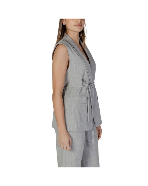 VILA CLOTHES Gray Recycled Polyester Vest
