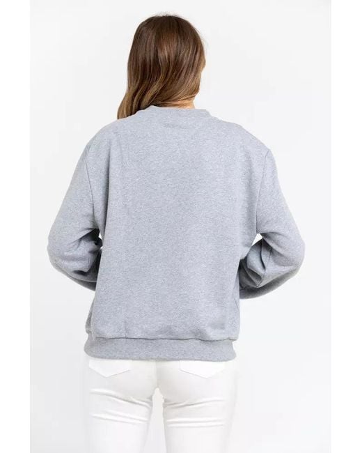 Trussardi White E Melange Grey Print Blue Sweater