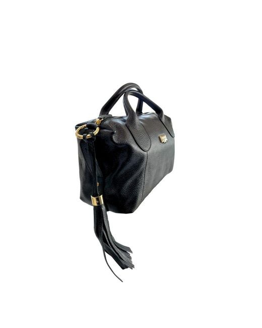 Baldinini Blue Black Leather Handbag