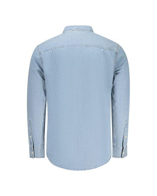 Calvin Klein Blue Azzurro Cotton Men's Shirt for men