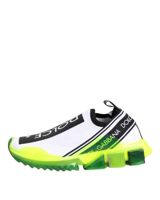 Dolce & Gabbana Green Black White Slip On Sorrento Sneakers Shoes