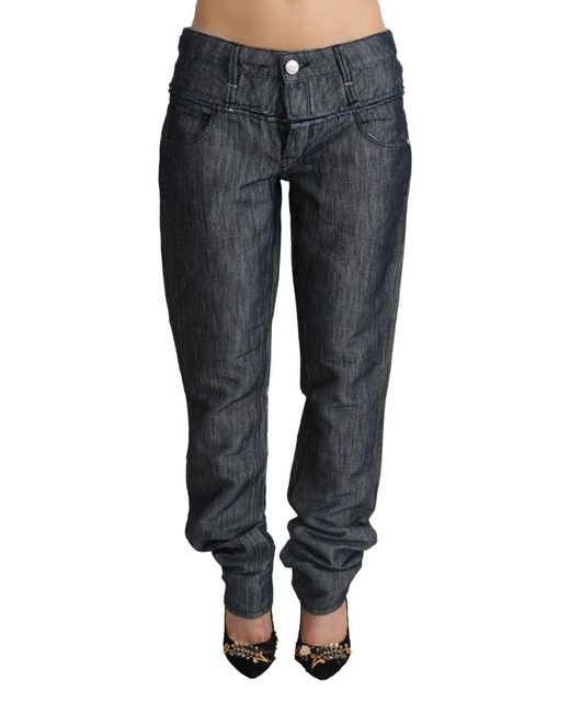 Acht Black Dark Gray Ramie Mid Wide Waist Straight Denim Jeans