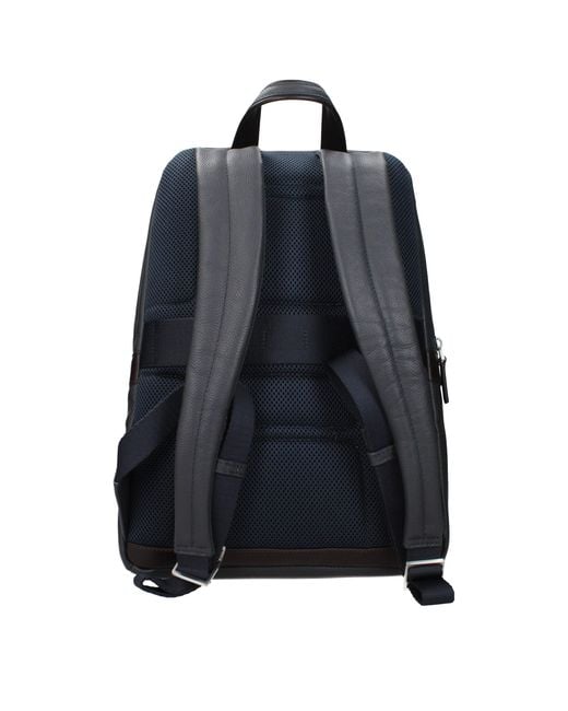 Piquadro Black Gray Leather Backpack for men