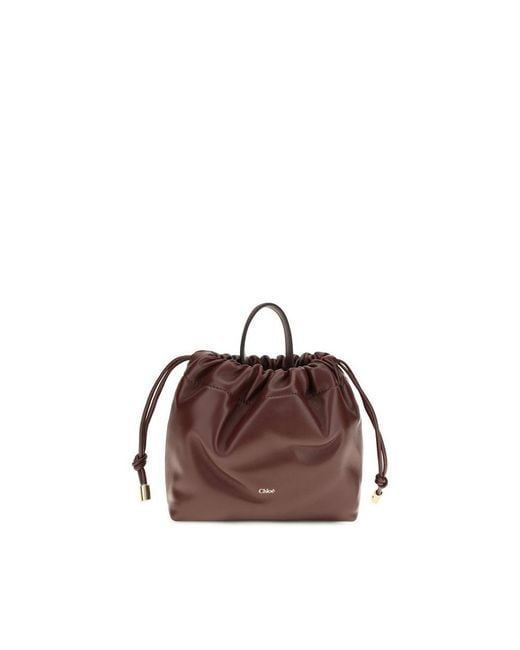 Chloé Brown Bordeaux Calf Leather Bos Taurus Shoulder Bag