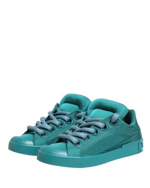 Dolce & Gabbana Green Teal Portofino Men Low Top Sneakers Shoes for men