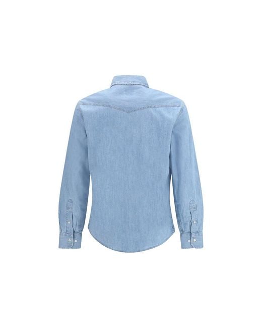 Brunello Cucinelli Blue Denim Shirt for men