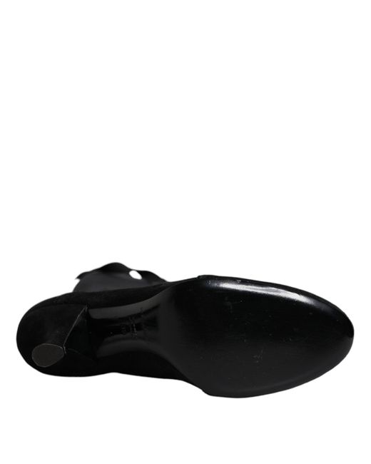 Dolce & Gabbana Black Lace Up Heels High Boots Shoes