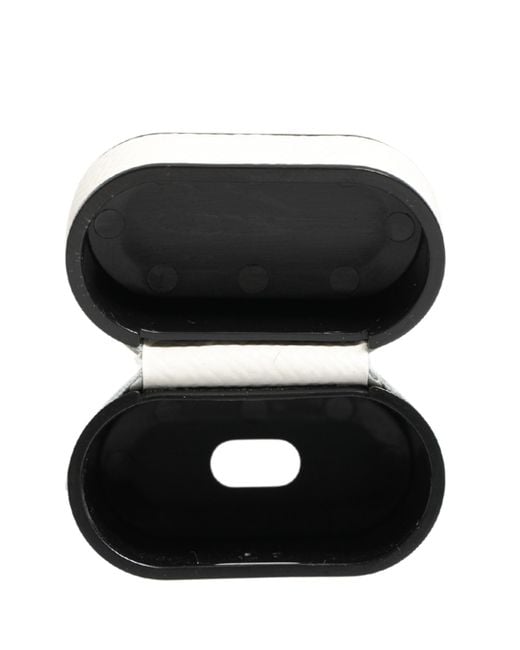 Dolce & Gabbana Blue Calf Leather Logo Flip Holder Strap Airpods Case