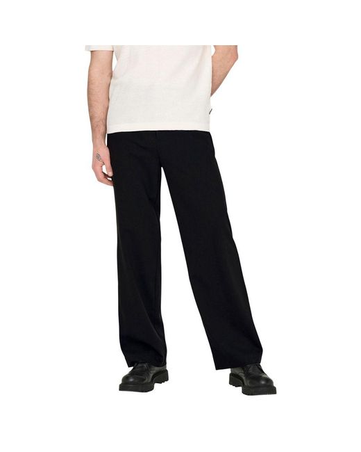 Only & Sons Black Polyester Casual Pants for men