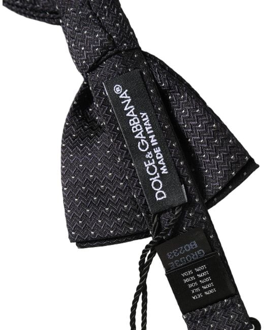 Dolce & Gabbana Black White Polka Dot Adjustable Neck Papillon Bow Tie for men