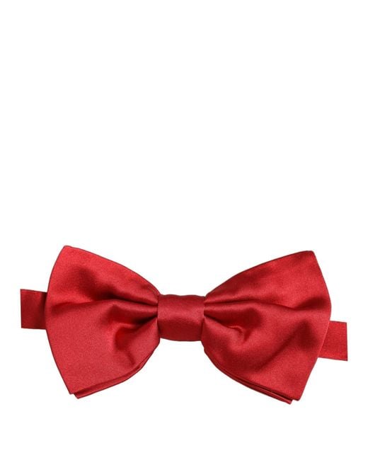 Dolce & Gabbana Men Red 100% Silk Adjustable Neck Papillon Bow Tie for men