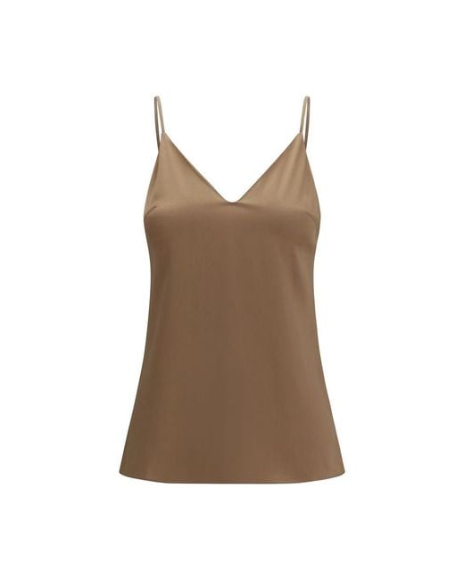 Brunello Cucinelli Brown Silk Sleeveles T