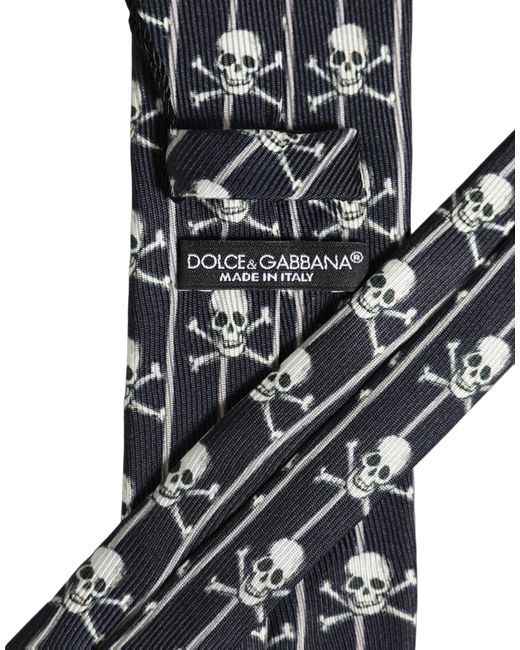 Dolce & Gabbana Men Black Silk Skull Fantasy Adjustable Tied Necktie Tie for men