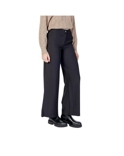 Jacqueline De Yong Blue Black Polyester Flared Pants