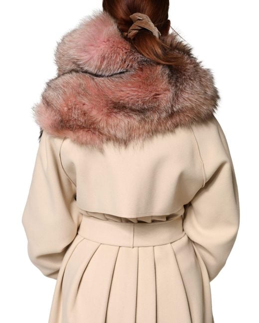 Dolce & Gabbana Pink Frost Fox Fur Neck Warmer Winter Scarf