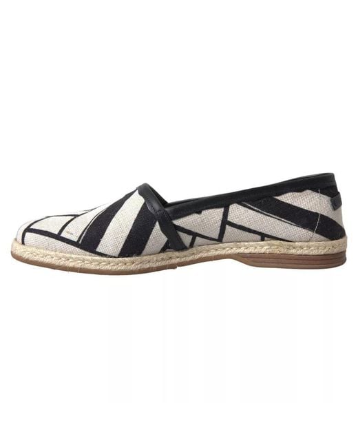 Dolce & Gabbana Black Stripes Slip On Espadrille Shoes for men