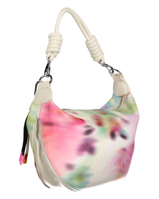 Desigual Pink Chic Expandable Handbag With Contrasting Accents