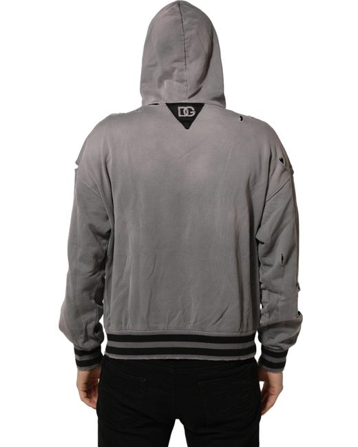 Dolce & Gabbana Gray Graphic Hooded Sweatshirt Sweater Cotton Clothing for men