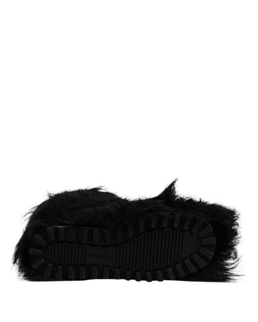 Dolce & Gabbana Black Faux Fur Mid Calf Boots Shoes for men